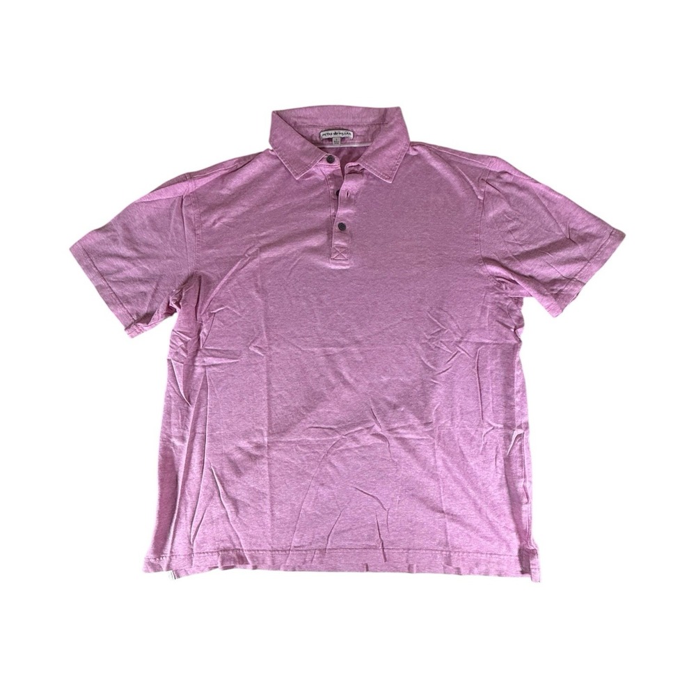 Peter Millar Shirt Adult Large Pink Short Sleeve Linen Polo Pullover Mens